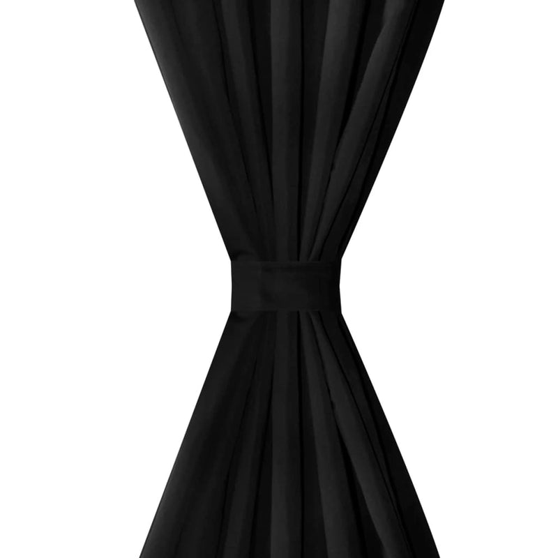 Tende Eleganti in Micro-Raso Nere con Occhielli- Set 2 Pezzi 140x175 cm - Image 3 of 4