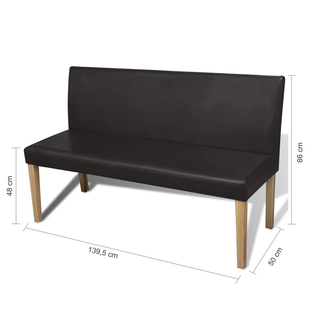 vidaXL Panca 139,5 cm Marrone Scuro in Similpelle - Image 5 of 5