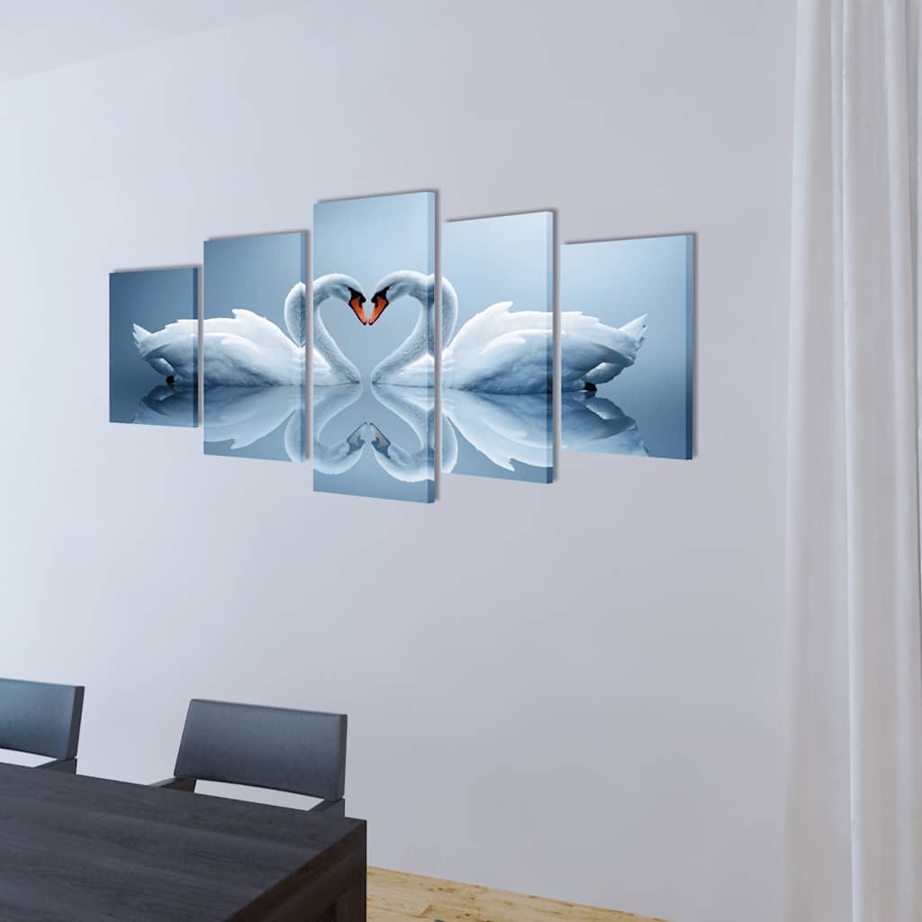5 pz Set Stampa su Tela da Muro Cigno 200 x 100 cm - Image 1 of 2
