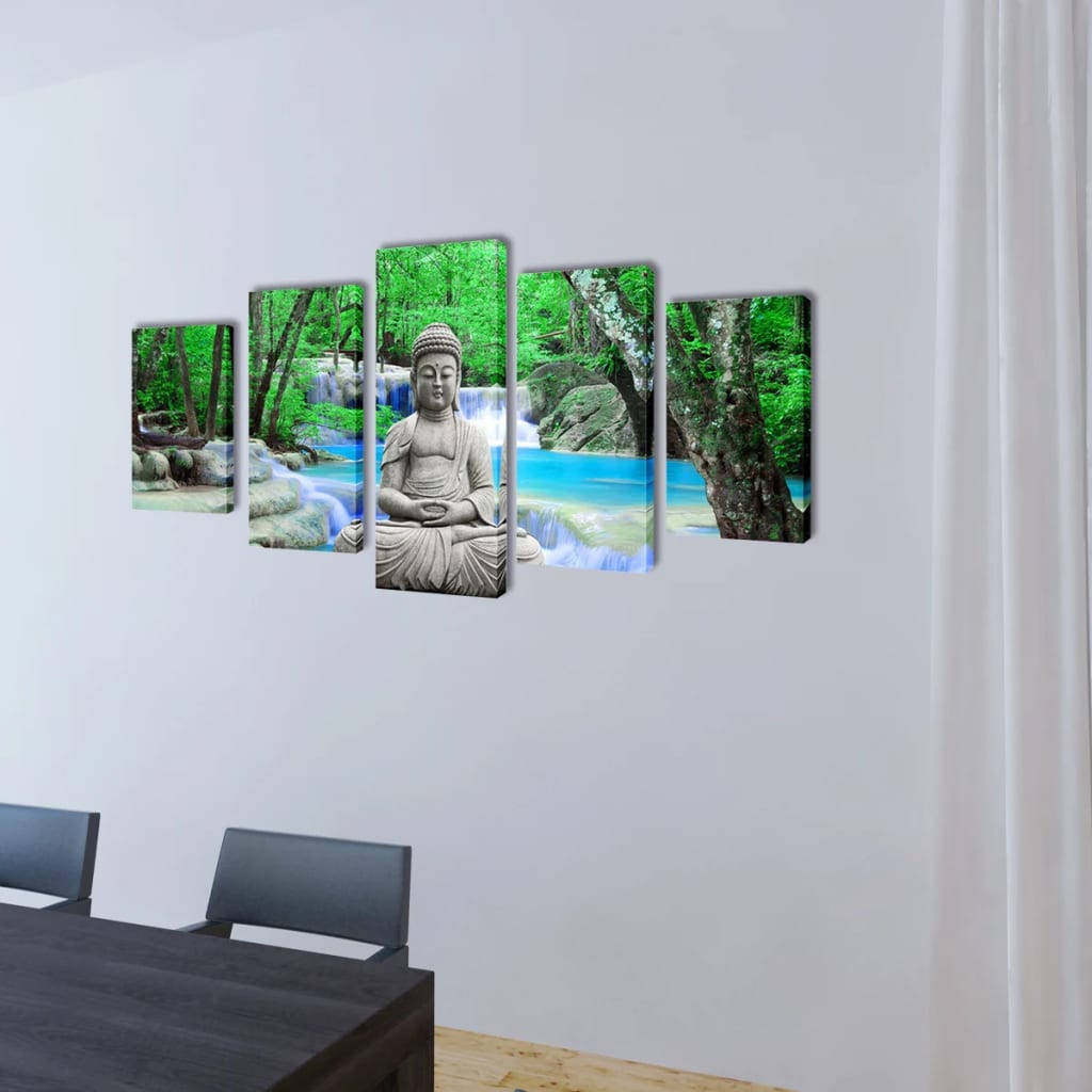 5 pz Set Stampa su Tela da Muro Buddha 200 x 100 cm - immagine 1 | SolPatio - Image 1 of 2