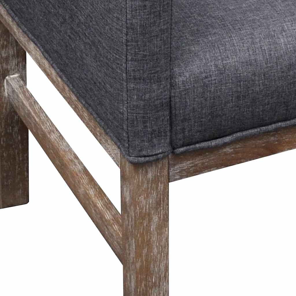vidaXL Panca con Cuscino Imbottito Tessuto Legno di Hevea Grigio Scuro - Image 2 of 4
