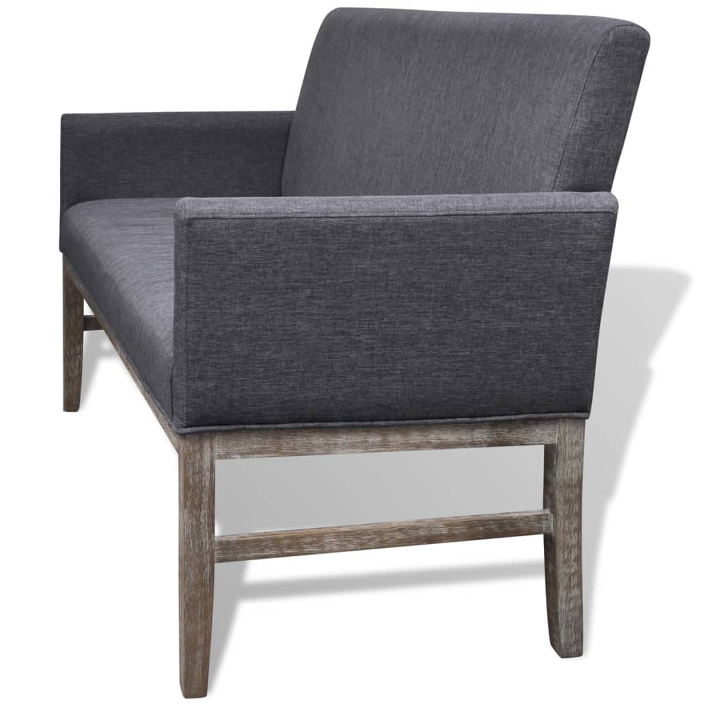 vidaXL Panca con Cuscino Imbottito Tessuto Legno di Hevea Grigio Scuro - Image 3 of 4