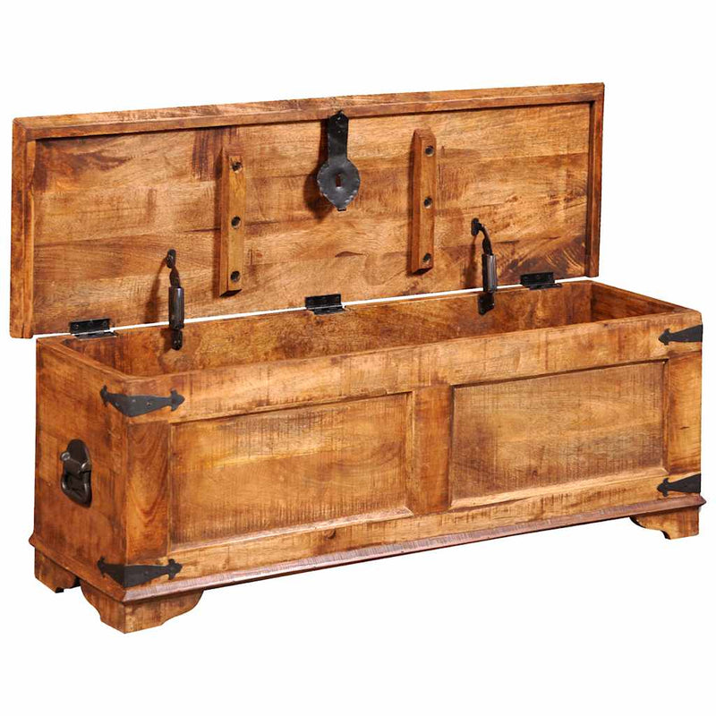 Cassapanca di Stoccaggio in Legno Ruvido di Mango - immagine 4 | SolPatio - Image 4 of 10