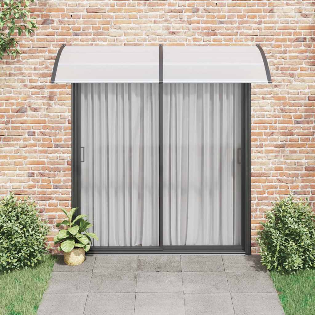 vidaXL Polycarbonate Door Canopy 240x100 cm Black and Transparent - Image 3 of 7