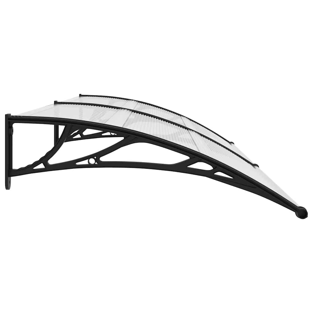 vidaXL Polycarbonate Door Canopy 240x100 cm Black and Transparent - Image 4 of 7