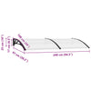 vidaXL Polycarbonate Door Canopy 240x100 cm Black and Transparent - Image 7 of 7