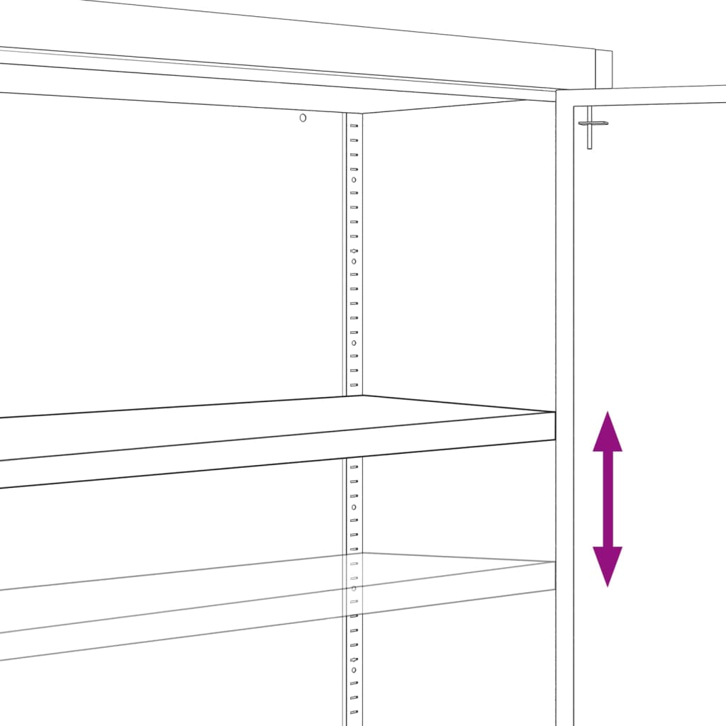 vidaXL Armadio per Ufficio a 2 Ante 90 cm Grigio in Acciaio - Image 7 of 10