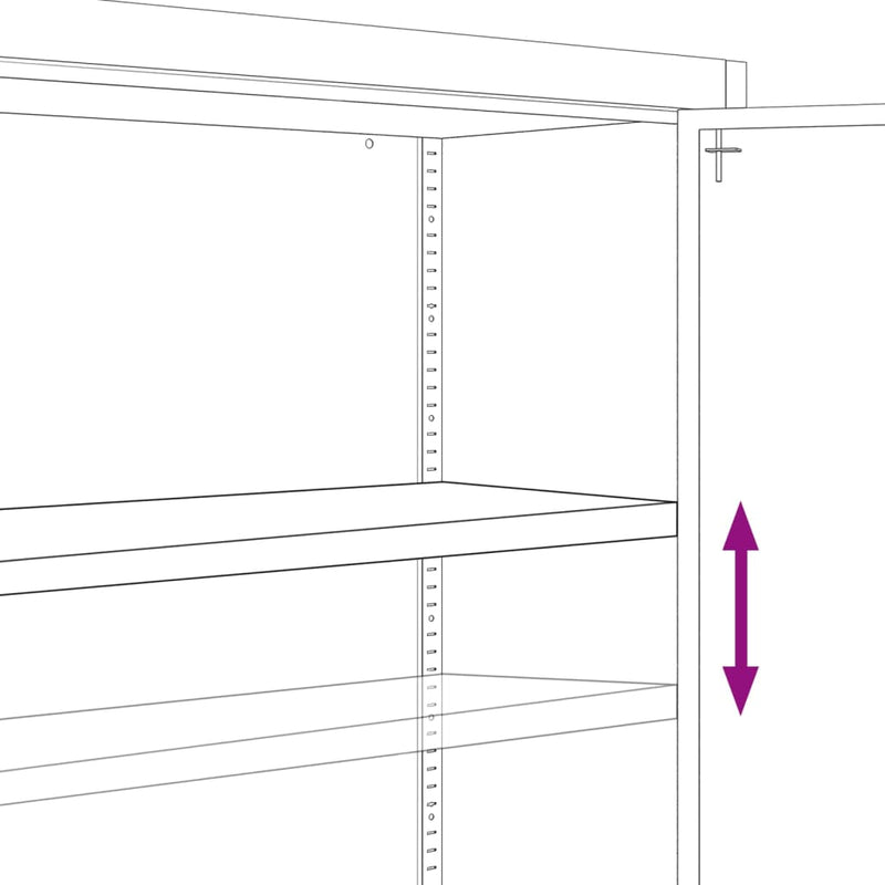 vidaXL Armadio per Ufficio a 2 Ante 90 cm Grigio in Acciaio - Image 7 of 10