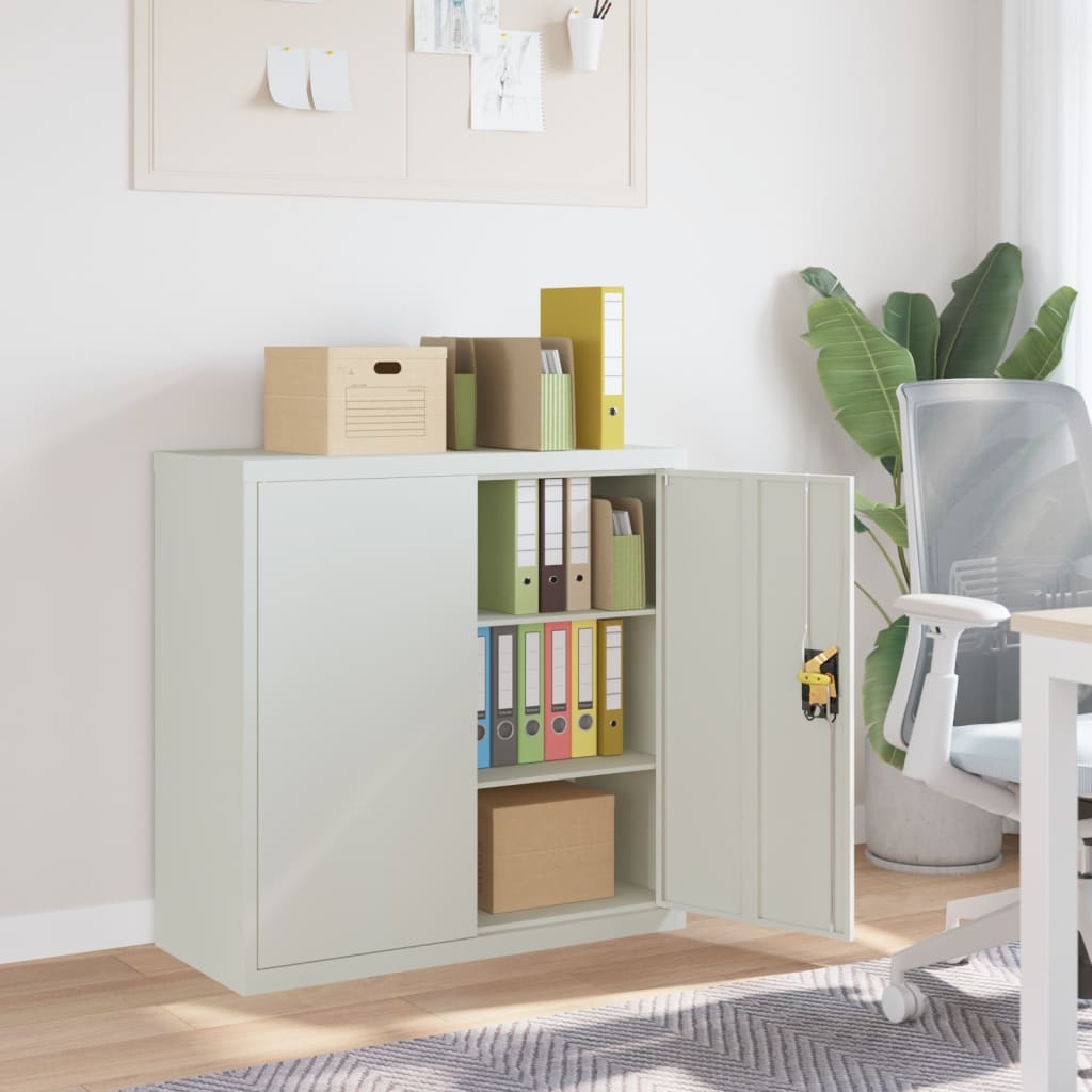 vidaXL Armadio per Ufficio a 2 Ante 90 cm Grigio in Acciaio - Image 1 of 10