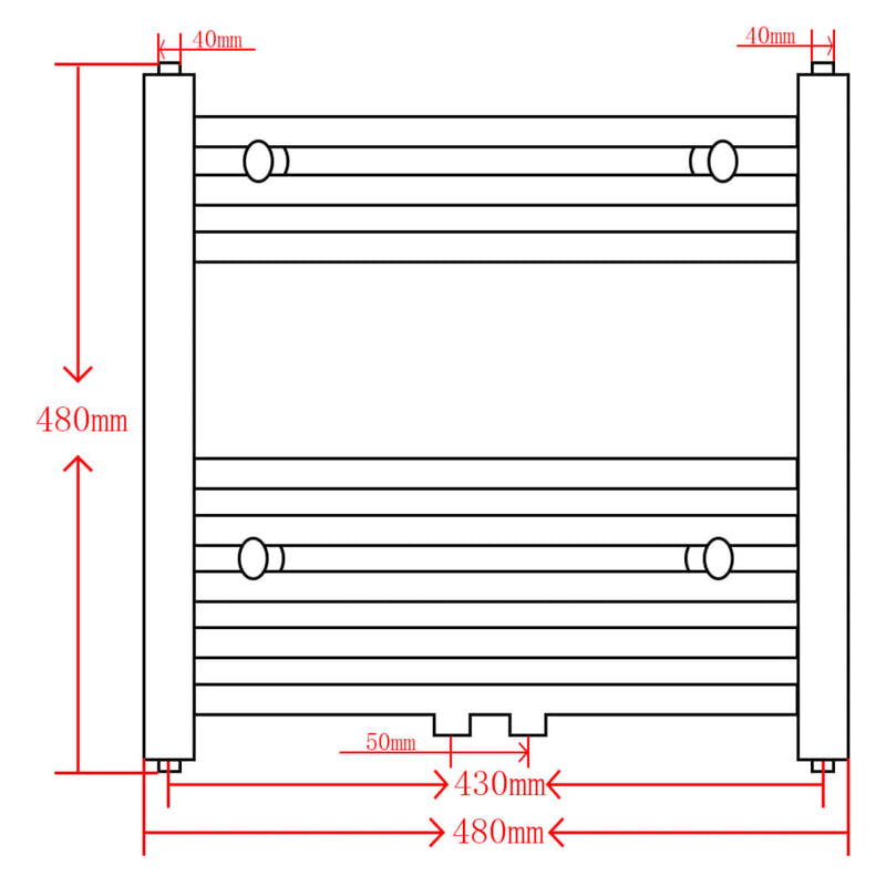 vidaXL Radiatore Portasciugamano in Acciaio 480 x 480 mm Nero - Image 7 of 7