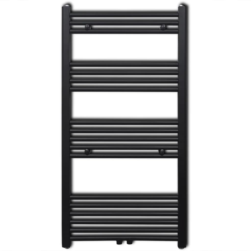 vidaXL Radiatore Centrale Portasciugamano Dritto Nero 600 x 1160 mm - Image 1 of 7