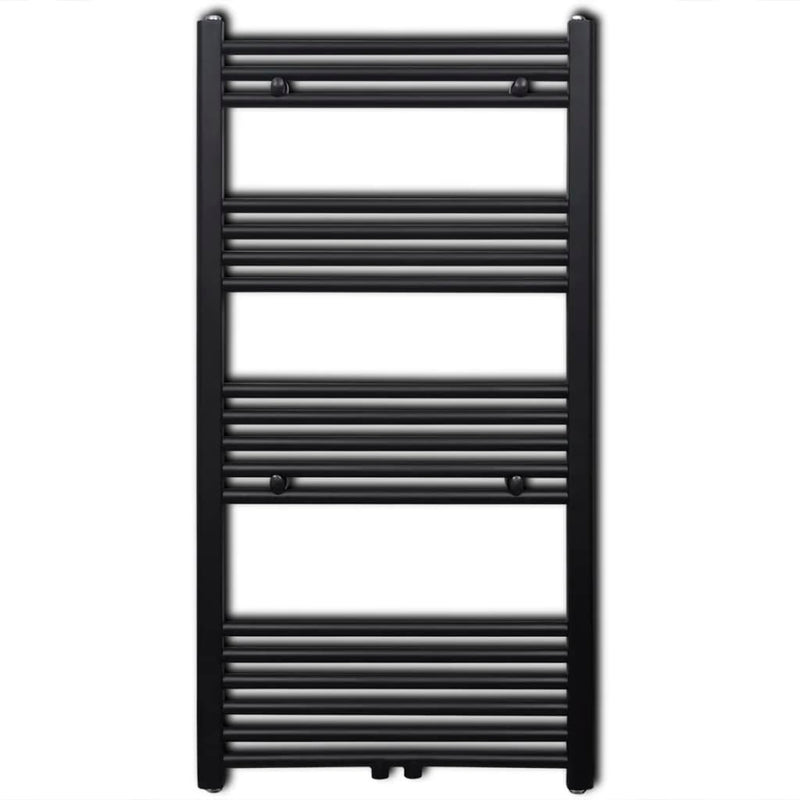 vidaXL Radiatore Centrale Portasciugamano Dritto Nero 600 x 1160 mm - Image 1 of 7