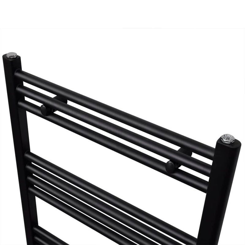 vidaXL Radiatore Centrale Portasciugamano Dritto Nero 600 x 1160 mm - Image 2 of 7