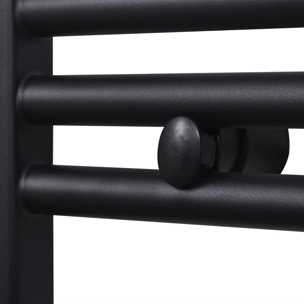 vidaXL Radiatore Centrale Portasciugamano Dritto Nero 600 x 1160 mm - Image 3 of 7