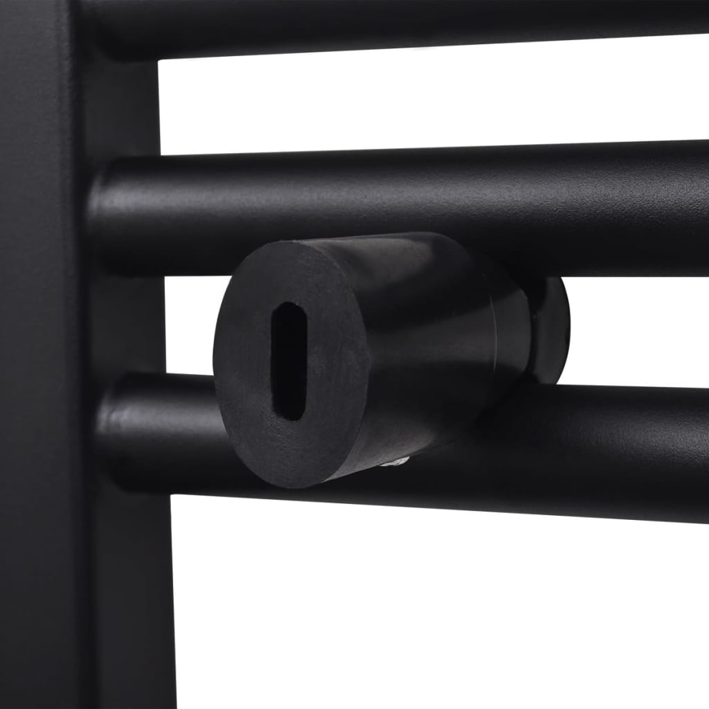 vidaXL Radiatore Centrale Portasciugamano Dritto Nero 600 x 1160 mm - Image 4 of 7