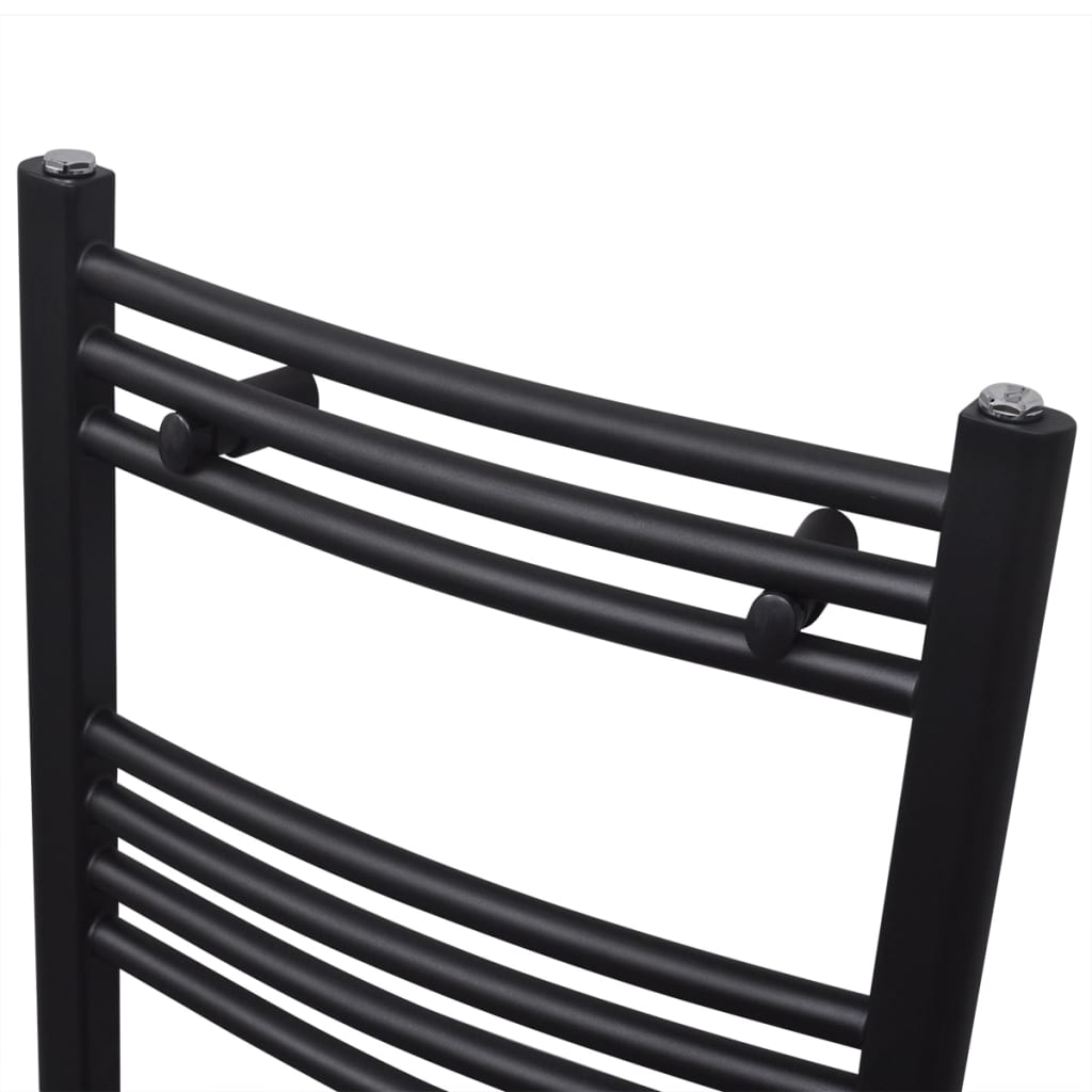 vidaXL Radiatore Centrale Portasciugamano Curvo Nero 500 x 1160 mm - Image 2 of 7