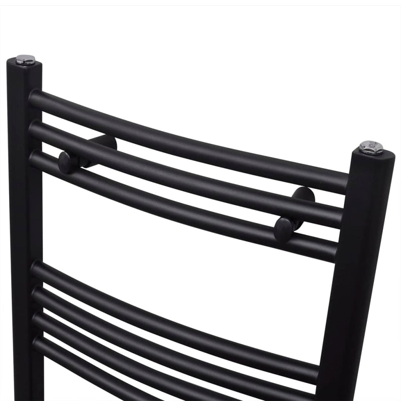 vidaXL Radiatore Centrale Portasciugamano Curvo Nero 500 x 1160 mm - Image 2 of 7