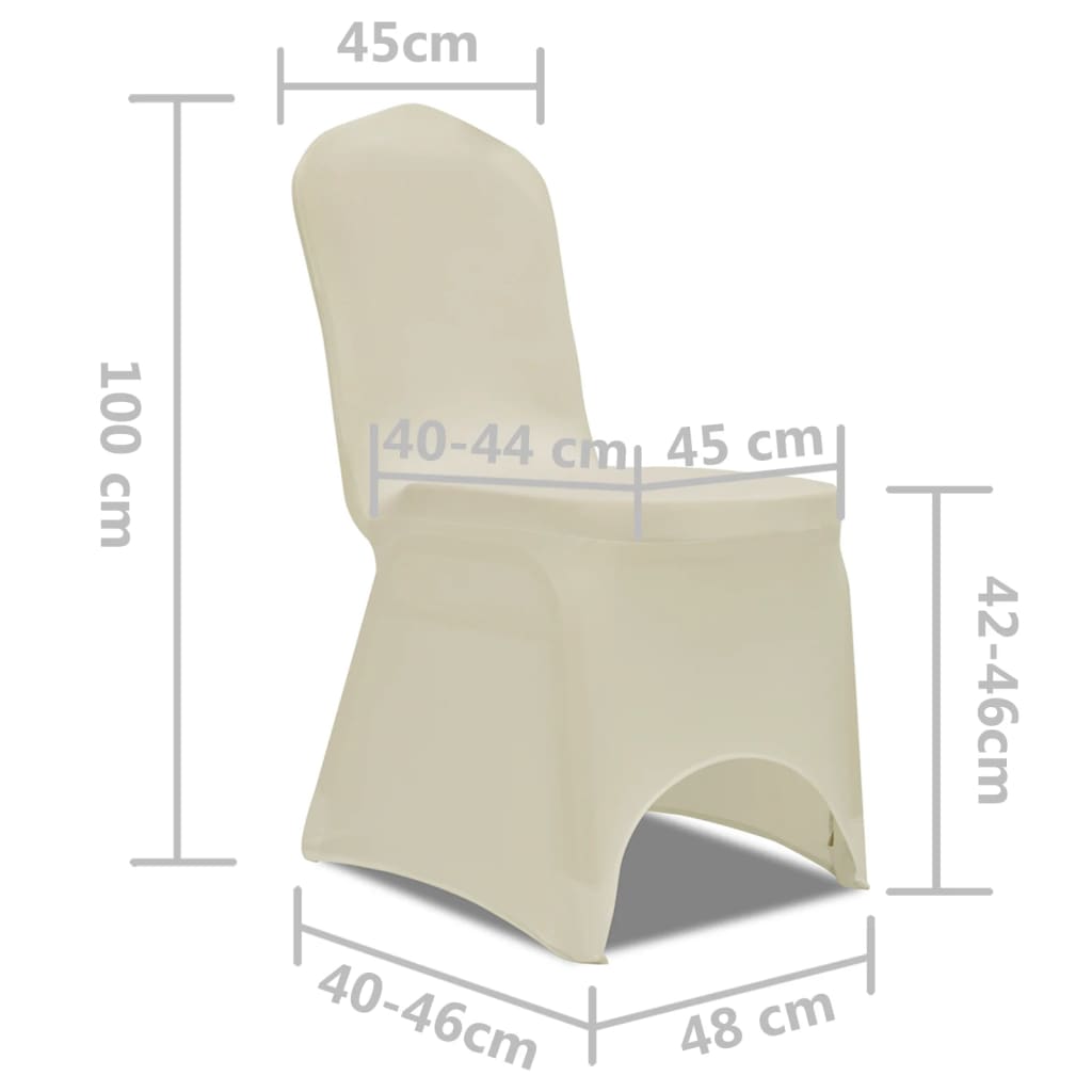vidaXL Fodere Elastiche 4 pz per Sedie Crema - Image 6 of 6