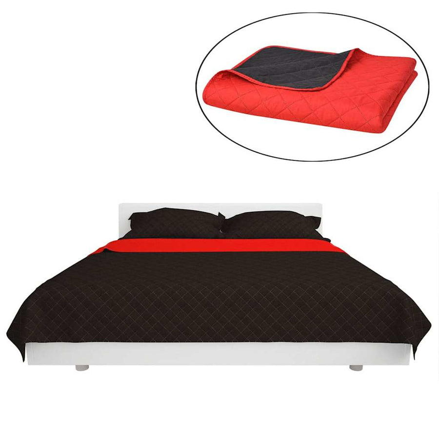 Copriletto Double-Face Trapuntato Reversibile Rosso e Nero - 170x210 cm - immagine 1 | SolPatio
