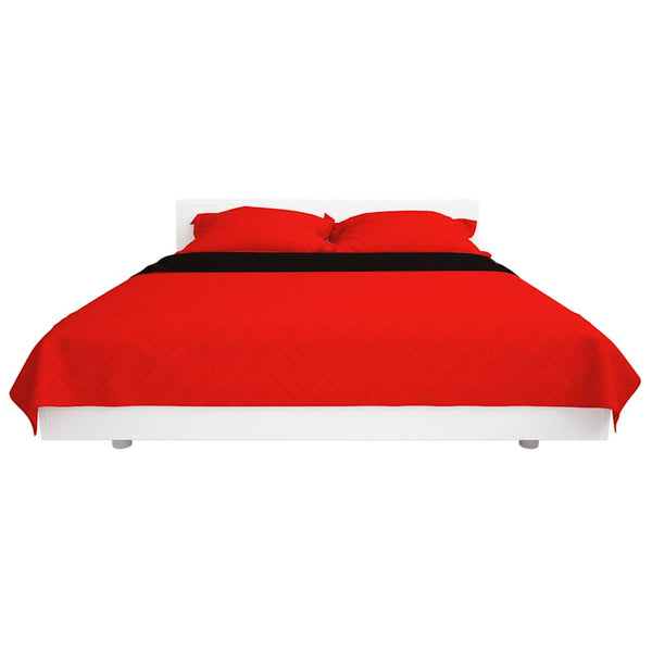 Copriletto Double-Face Trapuntato Reversibile Rosso e Nero - 170x210 cm - immagine 2 | SolPatio