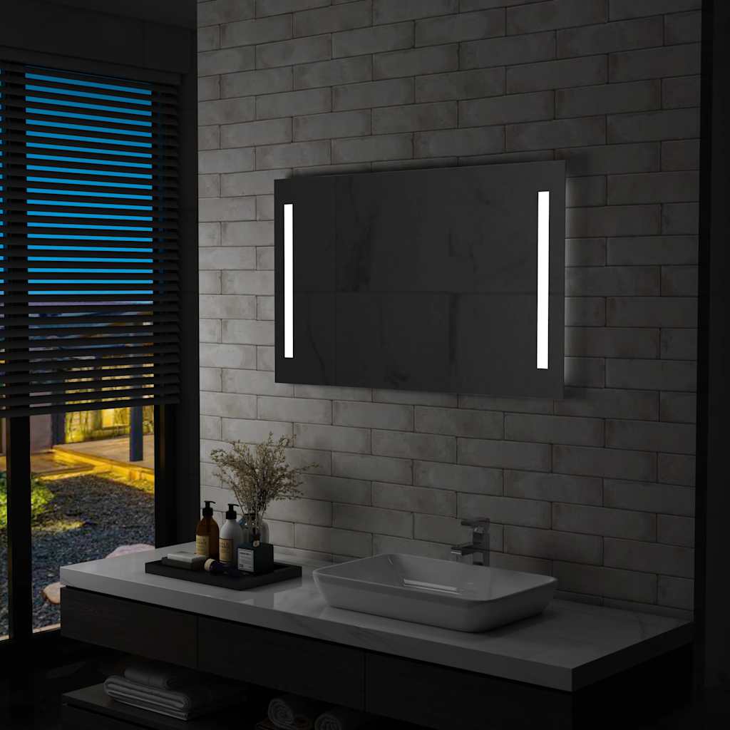 vidaXL Specchio da Parete a LED in Vetro e Alluminio 100x60 cm Argento - Image 1 of 13