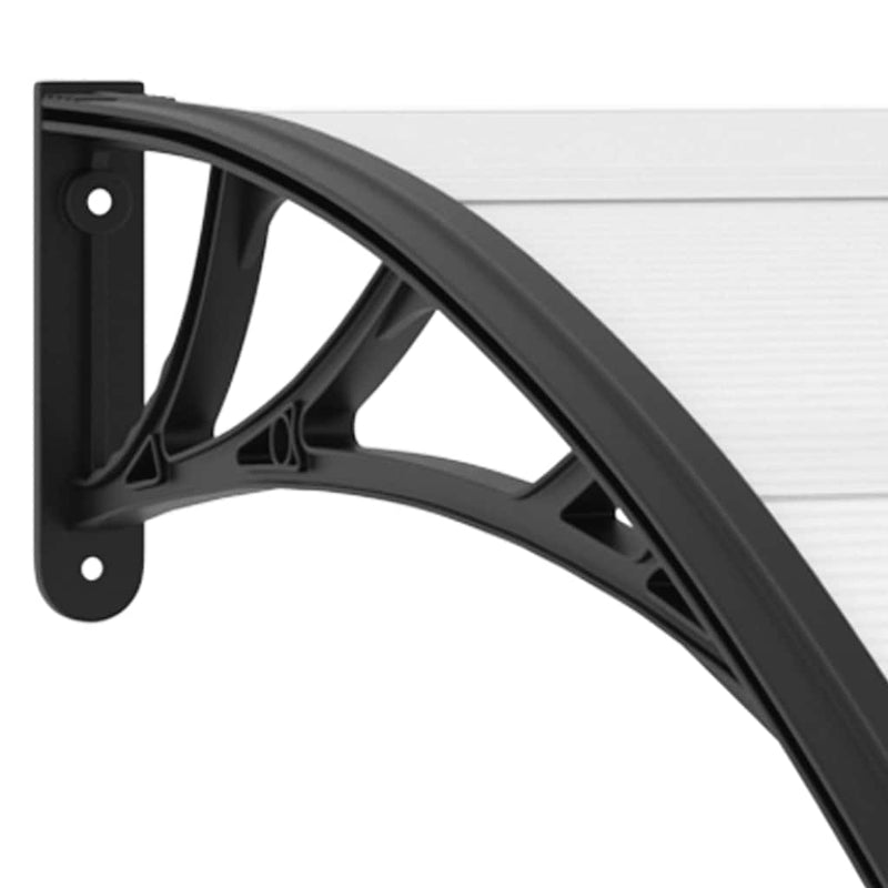 vidaXL Door Canopy, Polycarbonate, 240 x 75 cm, Black and Transparent - Image 5 of 7
