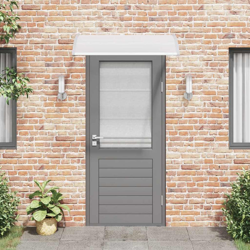 vidaXL Toldo para puerta de policarbonato y ABS 120 x 75 cm Gris y transparente - Image 3 of 7