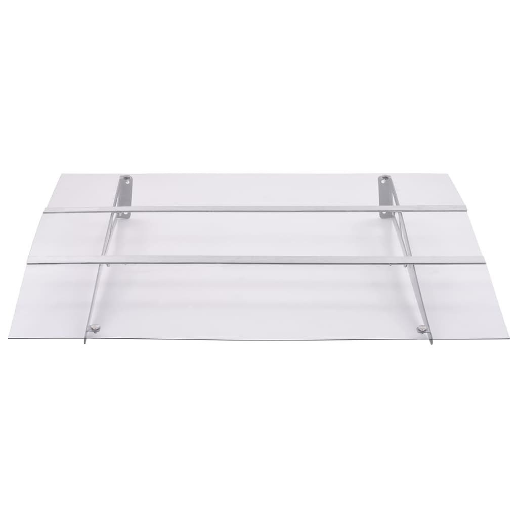 vidaXL Door Canopy, 150x90 cm, PET and Steel, Silver and Transparent - Image 1 of 4
