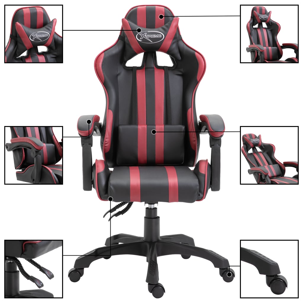 vidaXL Sedia da Gaming Rosso Vino in Similpelle - Image 1 of 7