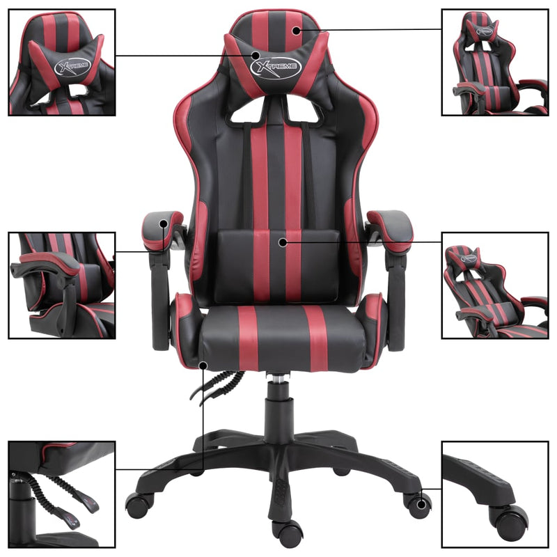 vidaXL Sedia da Gaming Rosso Vino in Similpelle - Image 1 of 7