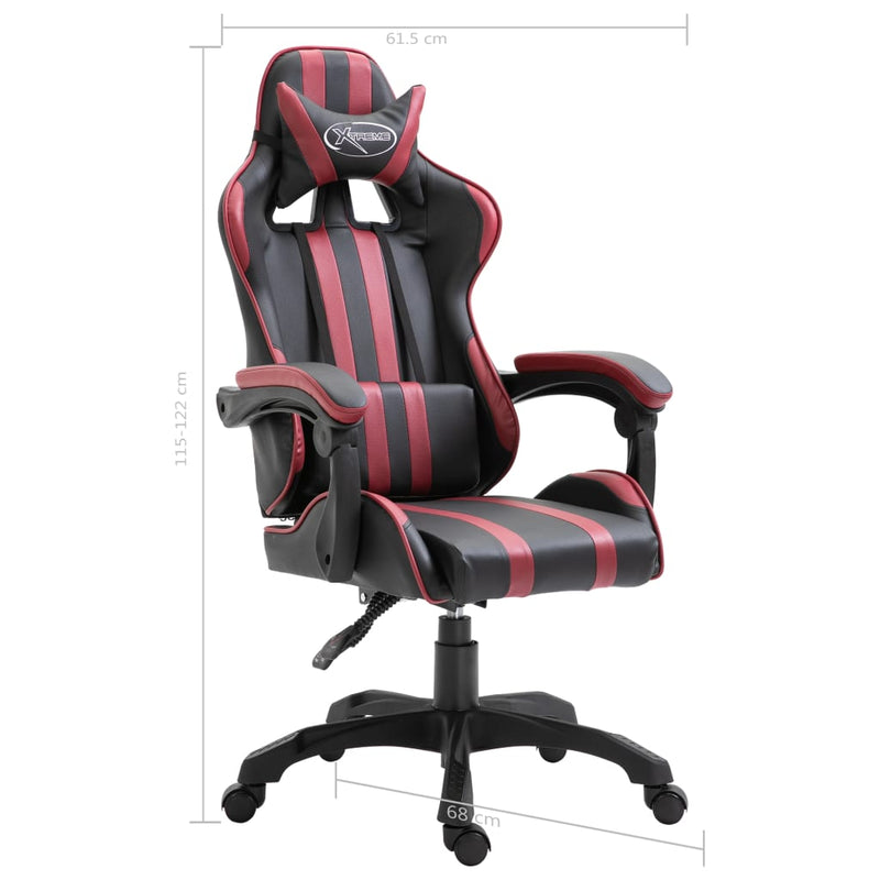 vidaXL Sedia da Gaming Rosso Vino in Similpelle - Image 7 of 7
