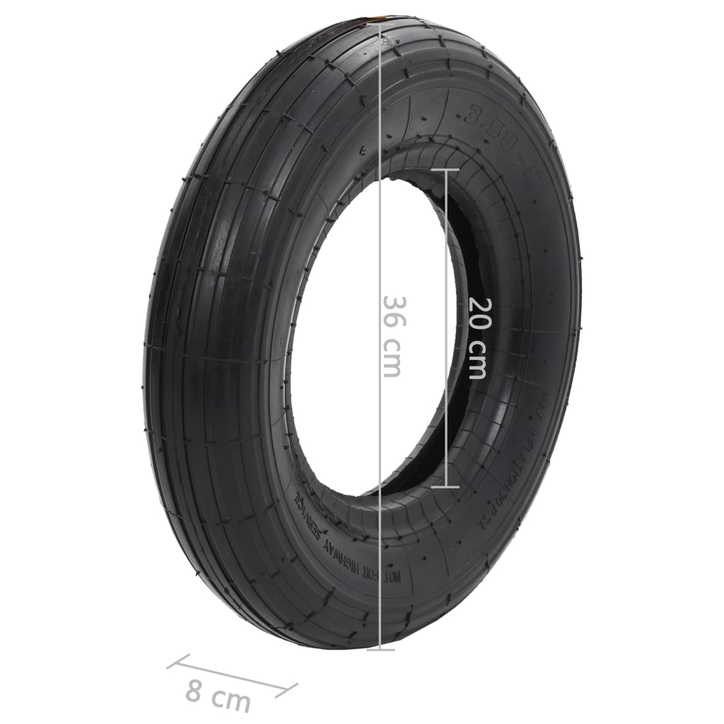 Set 2 Ruote e 2 Camere d'Aria Rinforzate per Carriola - 3.50-8 4PR, Max 120 kg - Image 11 of 11