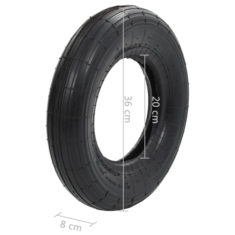 Set 2 Ruote e 2 Camere d'Aria Rinforzate per Carriola - 3.50-8 4PR, Max 120 kg - Image 11 of 11