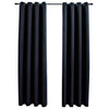 vidaXL Tende Oscuranti con Anelli in Metallo 2 pz Nere 140x225 cm - Image 2 of 4
