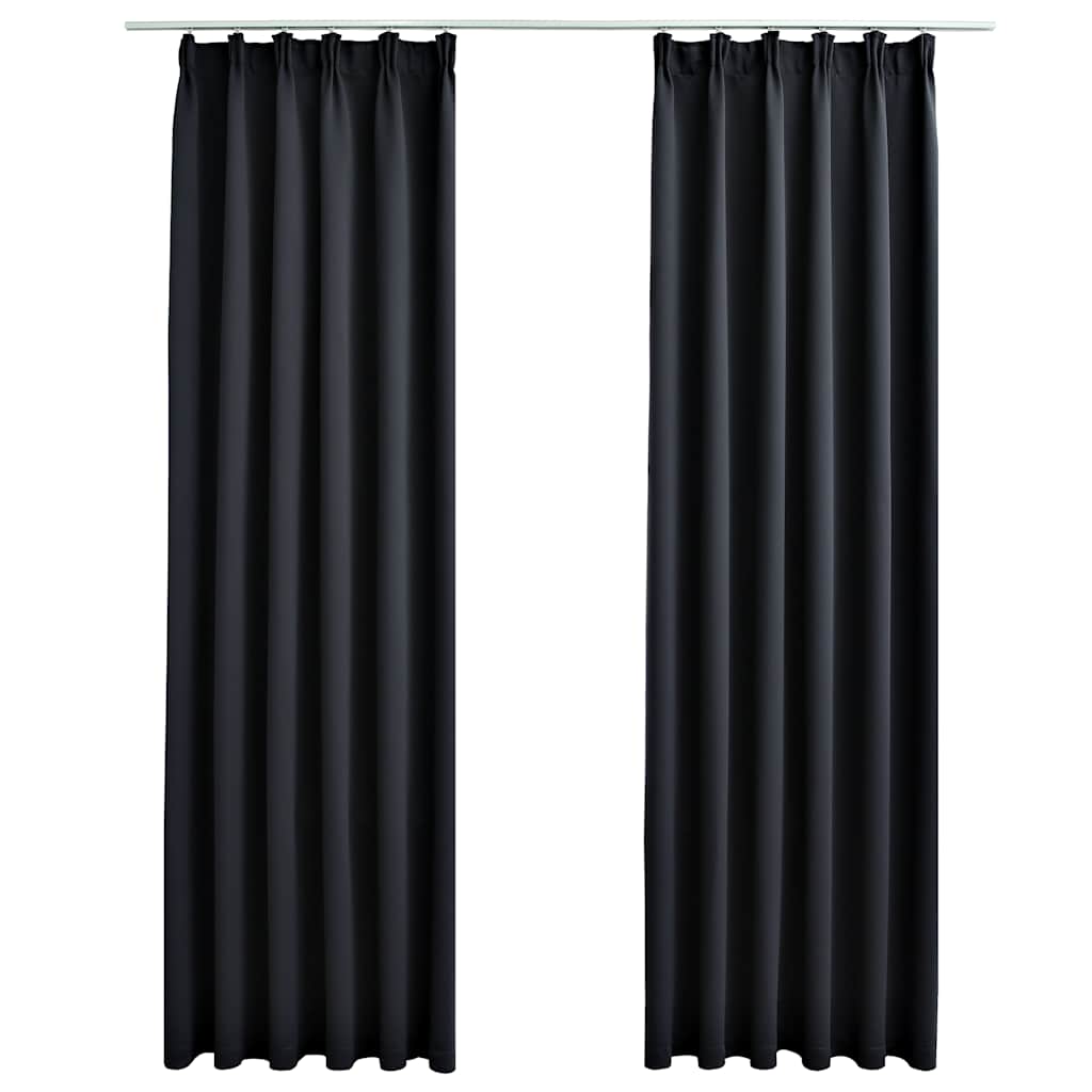 vidaXL Tende Oscuranti con Ganci 2 pz Nere 140x225 cm - Image 2 of 5