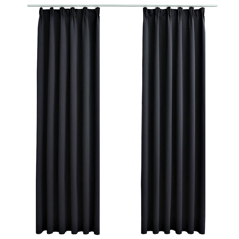 vidaXL Tende Oscuranti con Ganci 2 pz Nere 140x225 cm - Image 2 of 5