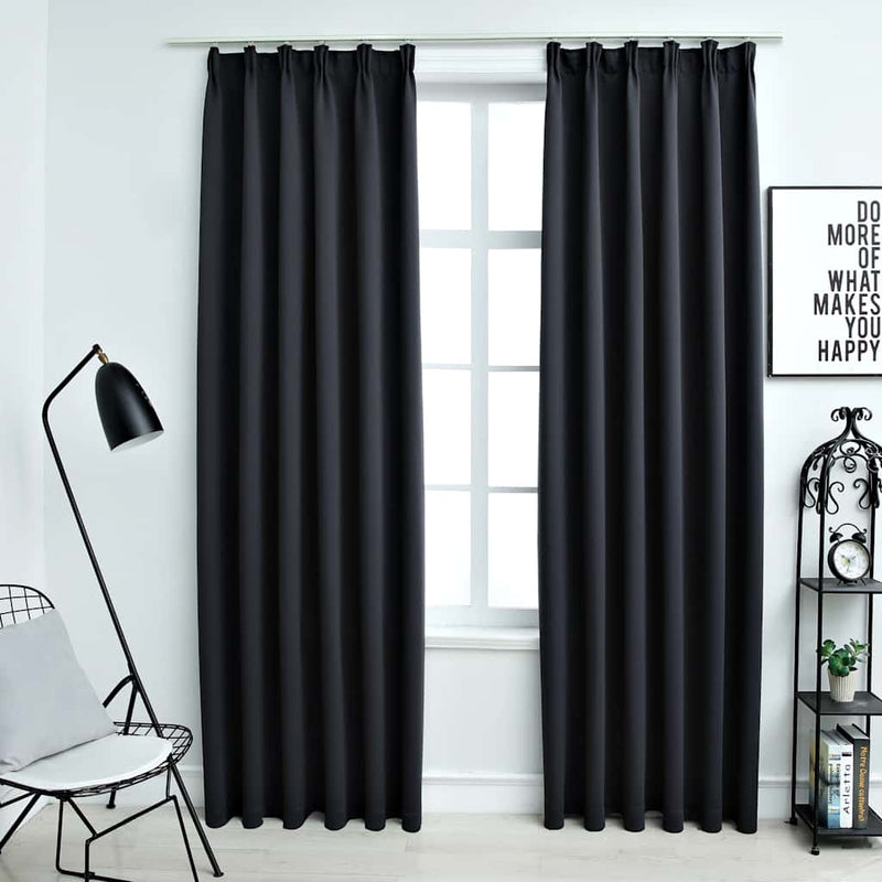 vidaXL Tende Oscuranti con Ganci 2 pz Nere 140x225 cm - Image 1 of 5