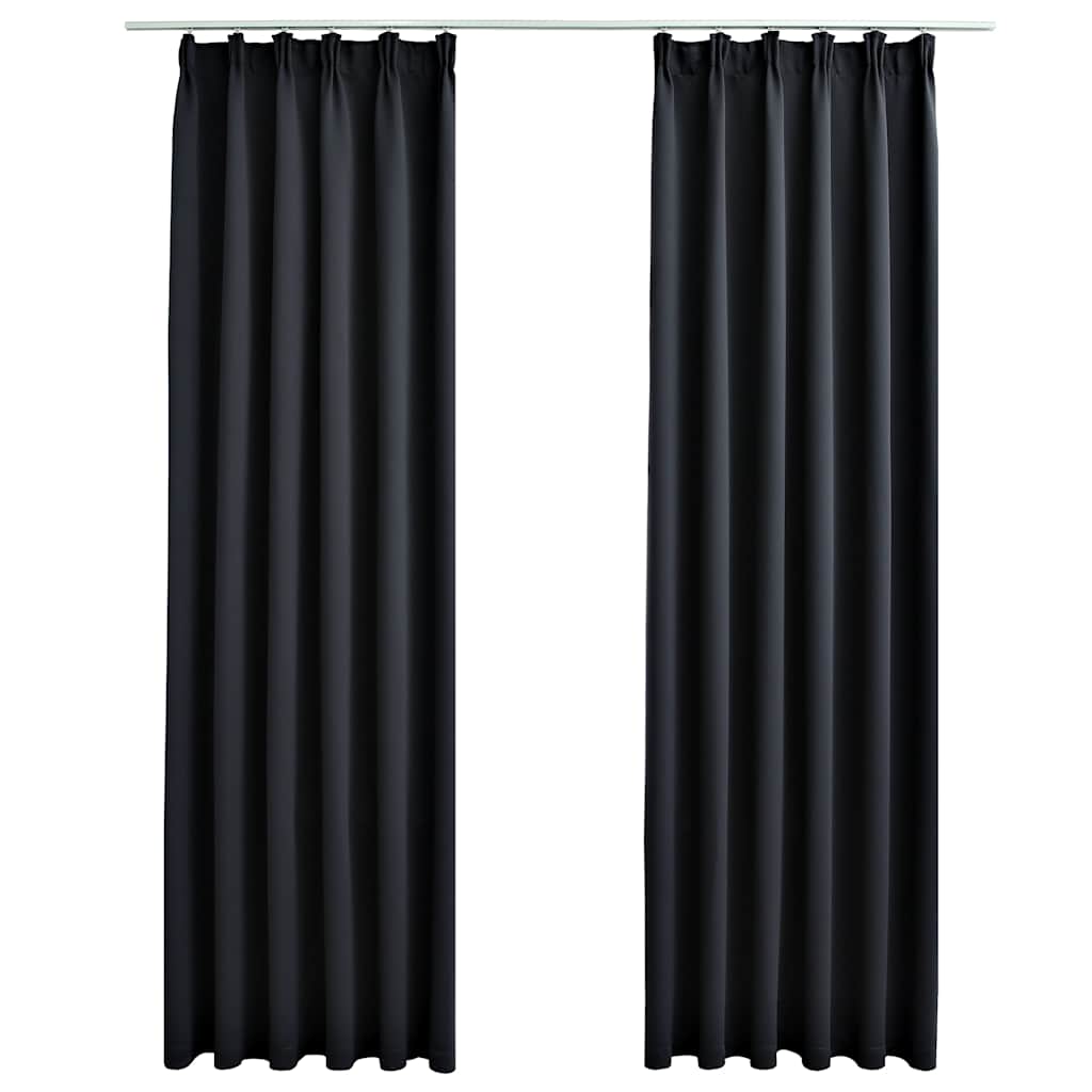 vidaXL Tende Oscuranti con Ganci 2 pz Nere 140x245 cm - Image 2 of 5