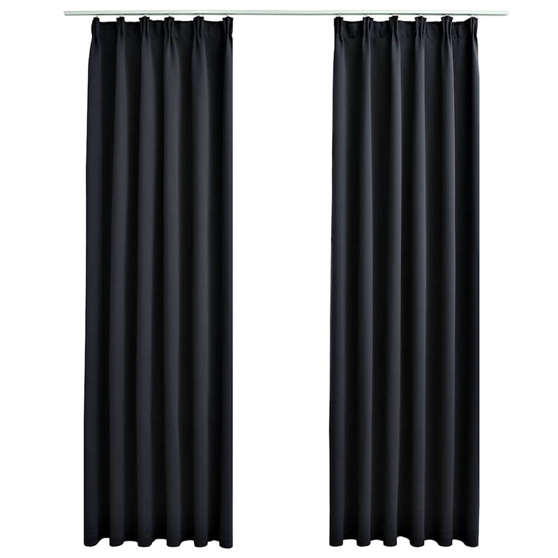 vidaXL Tende Oscuranti con Ganci 2 pz Nere 140x245 cm - Image 2 of 5