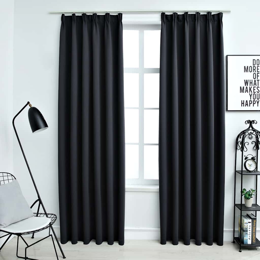 vidaXL Tende Oscuranti con Ganci 2 pz Nere 140x245 cm - Image 1 of 5