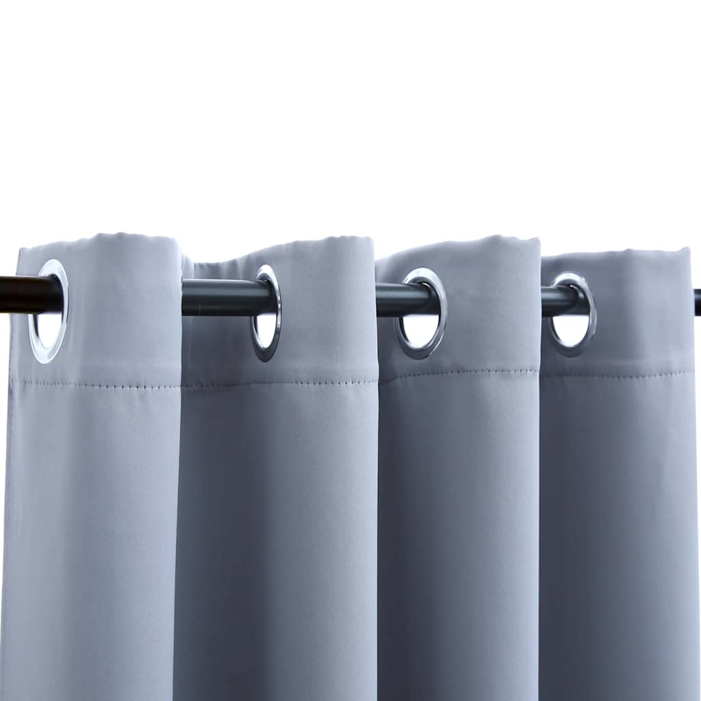 vidaXL Tende Oscuranti con Anelli in Metallo 2 pz Grigie 140x225 cm - Image 3 of 4