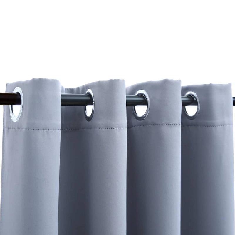 vidaXL Tende Oscuranti con Anelli in Metallo 2 pz Grigie 140x225 cm - Image 3 of 4