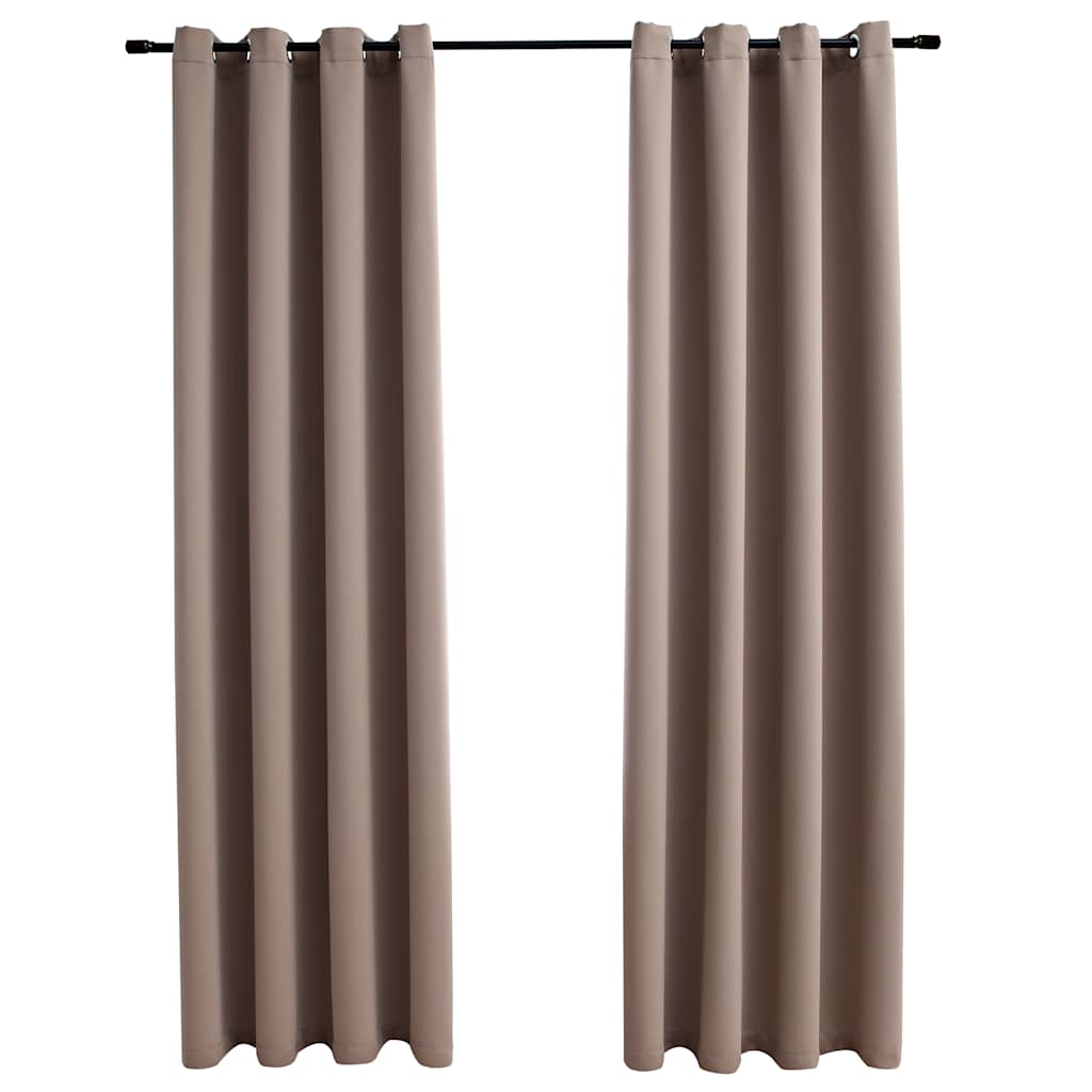 vidaXL Tende Oscuranti con Anelli Metallo 2 pz Grigio Talpa 140x245 cm - Image 2 of 4