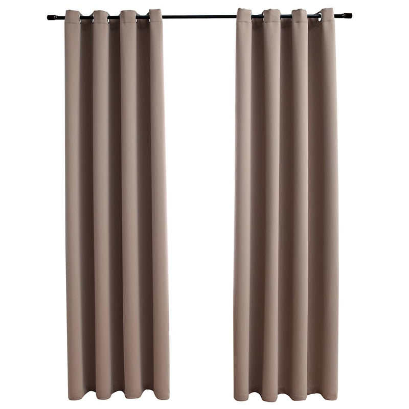 vidaXL Tende Oscuranti con Anelli Metallo 2 pz Grigio Talpa 140x245 cm - Image 2 of 4