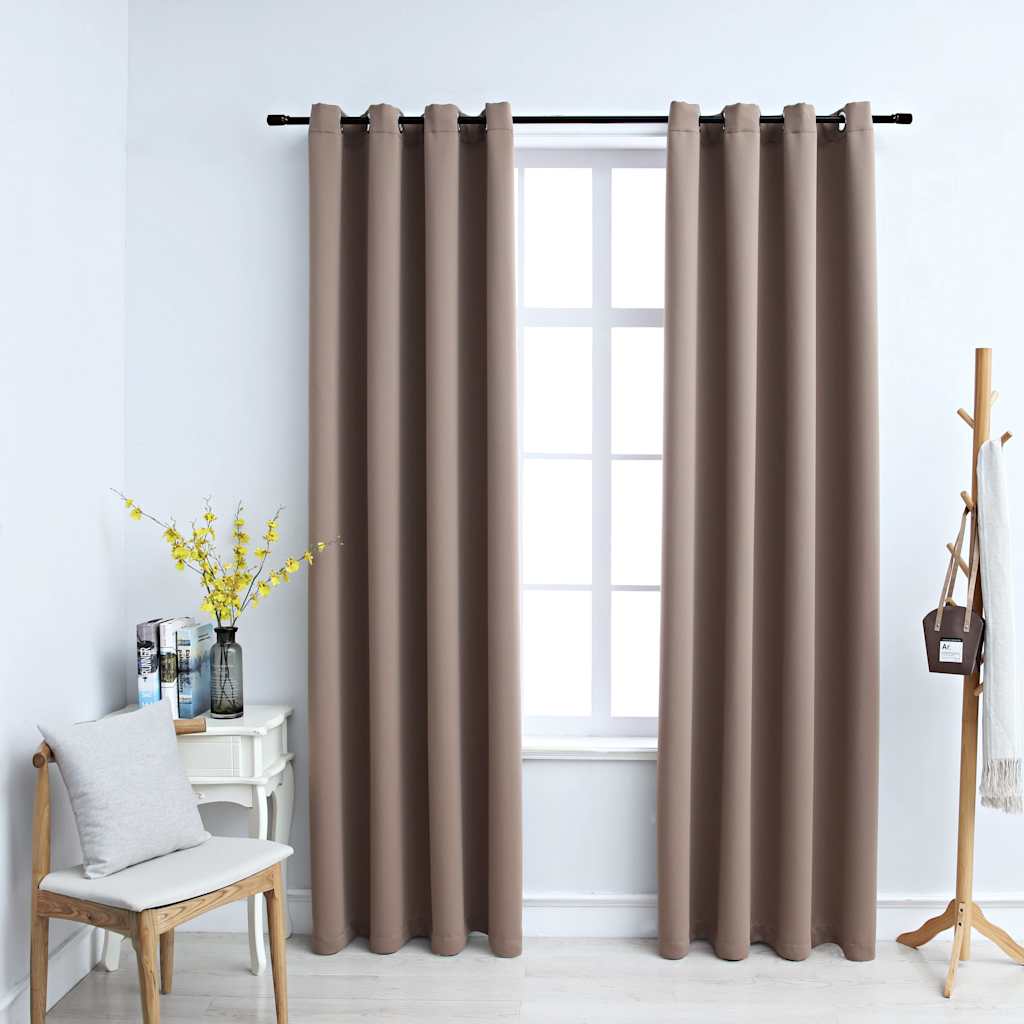 vidaXL Tende Oscuranti con Anelli Metallo 2 pz Grigio Talpa 140x245 cm - Image 1 of 4