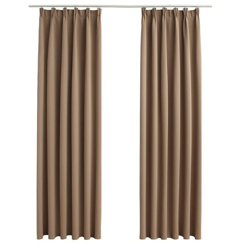 vidaXL Tende Oscuranti con Ganci 2 pz Grigio Talpa 140x175 cm - Image 2 of 5
