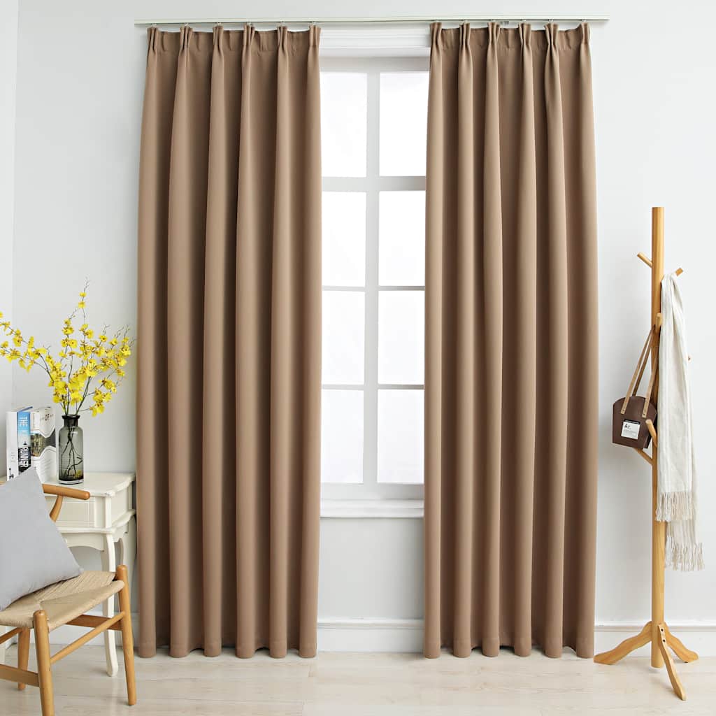 vidaXL Tende Oscuranti con Ganci 2 pz Grigio Talpa 140x175 cm - Image 1 of 5