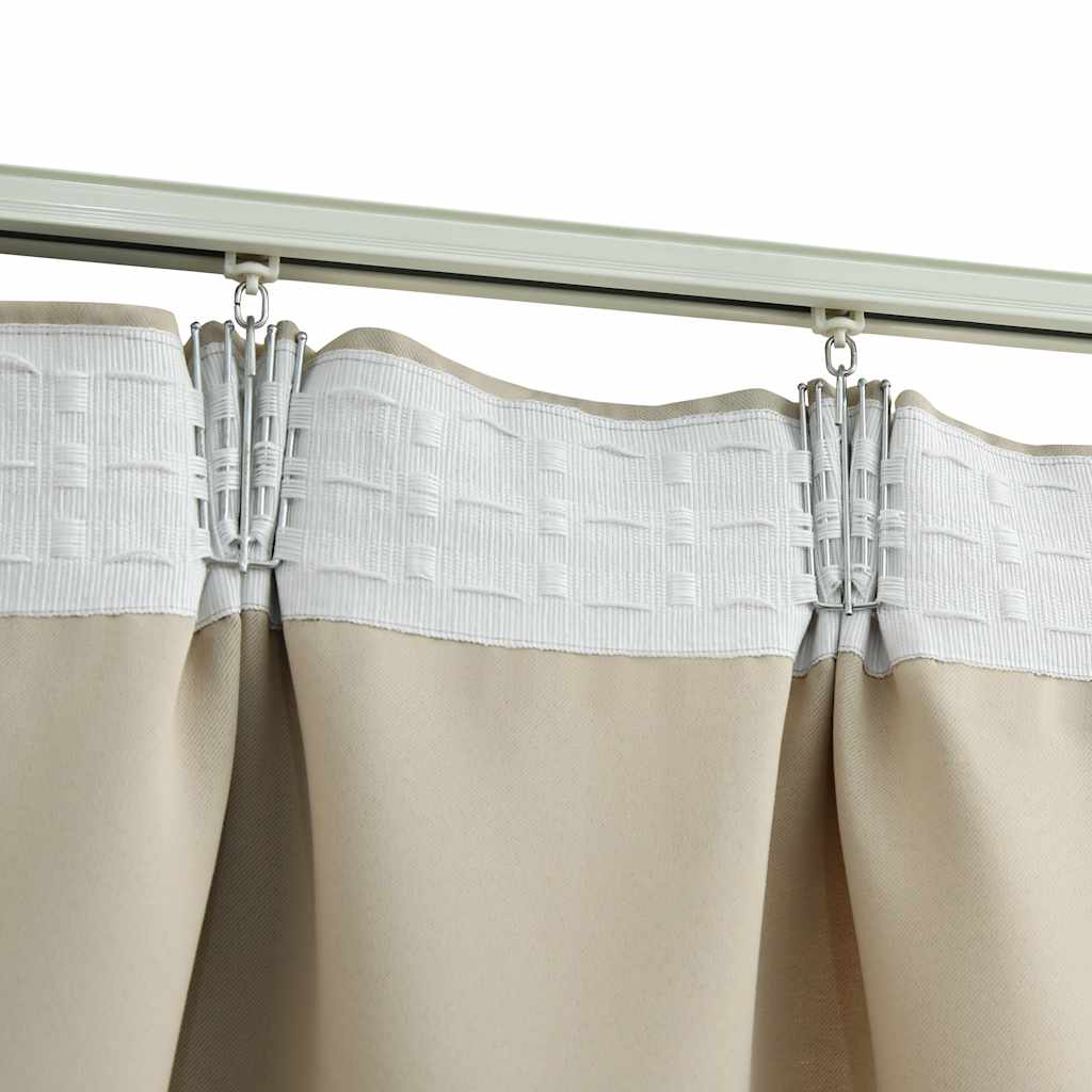 vidaXL Tende Oscuranti con Ganci 2 pz Beige 140x225 cm - Image 3 of 5