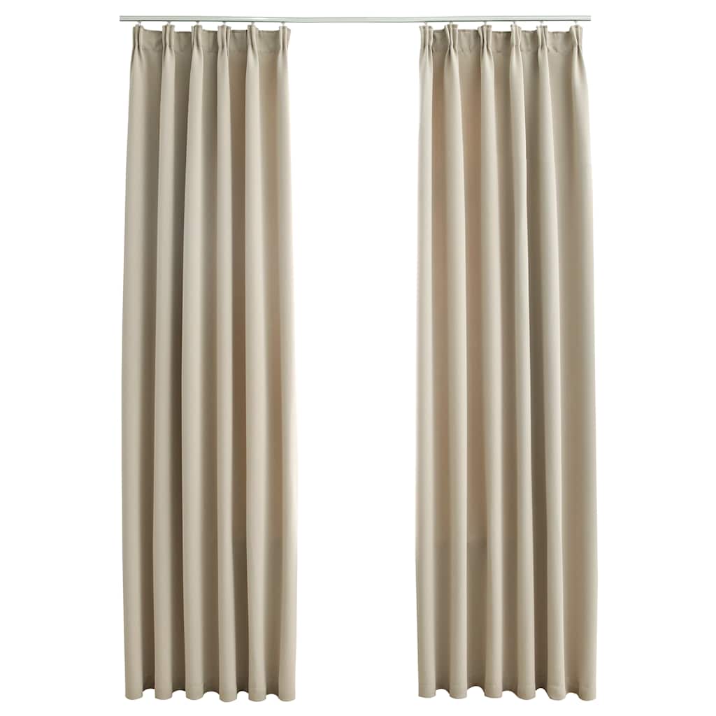 vidaXL Tende Oscuranti con Ganci 2 pz Beige 140x245 cm - Image 2 of 5