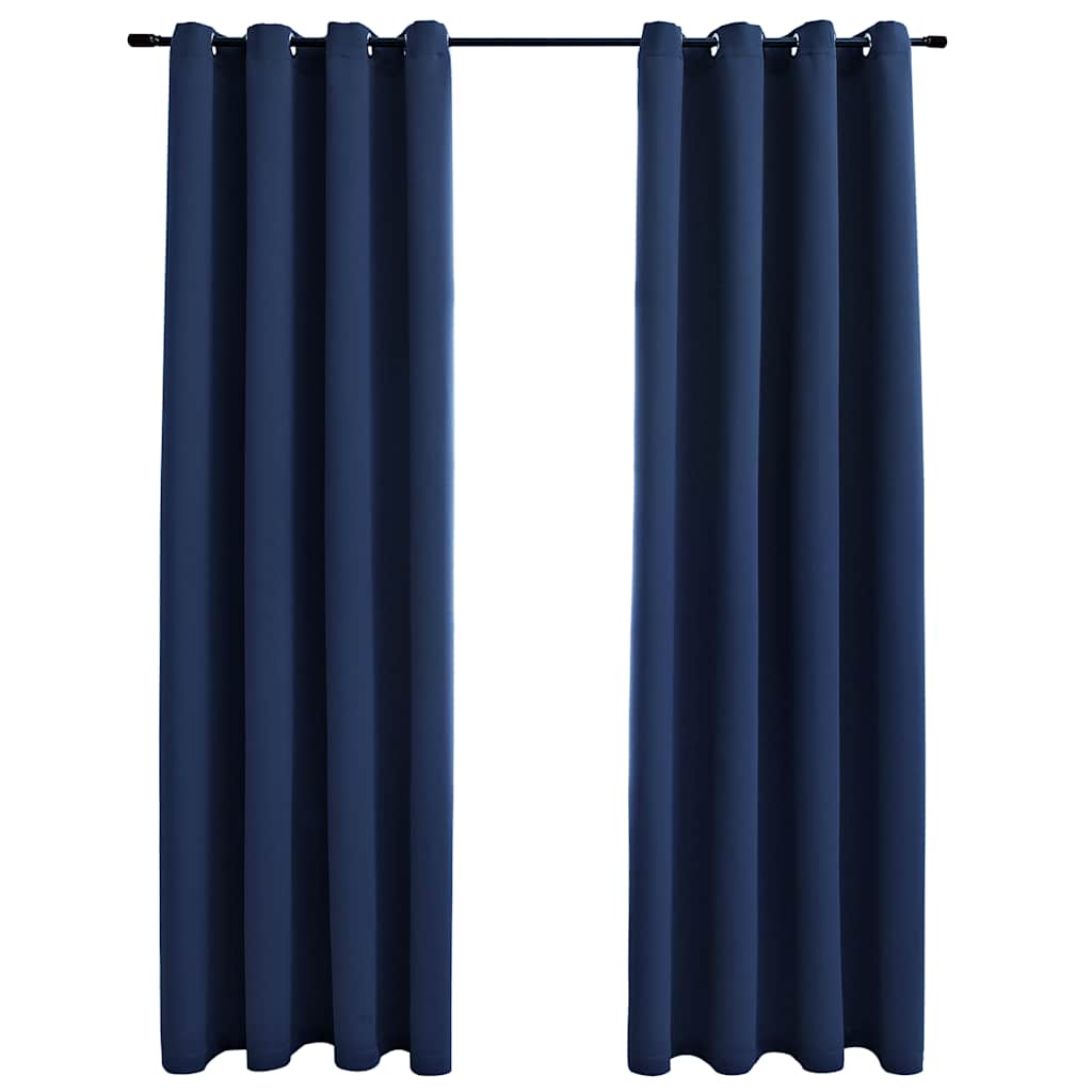 vidaXL Tende Oscuranti con Anelli in Metallo 2 pz Blu 140x245 cm - Image 2 of 4